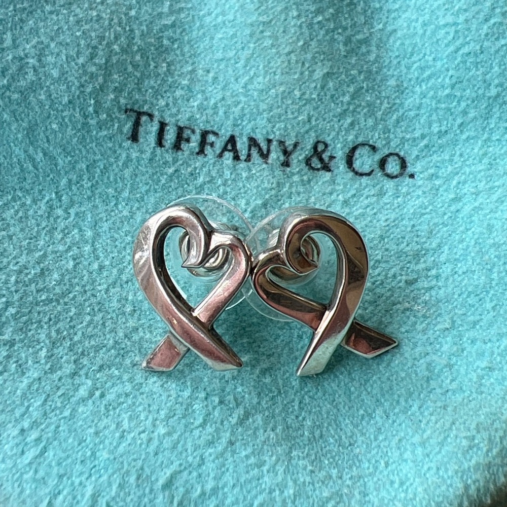 Tiffany and Co. Paloma Picasso Loving Heart Earrings in Silver. *Authentic*